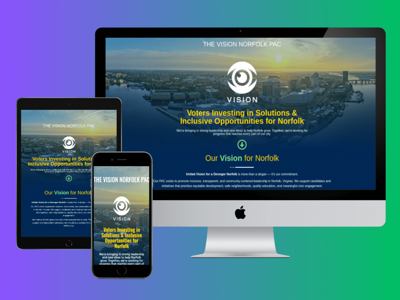 Website Design & Development for Vision Norfolk PAC
